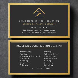Tarjeta De Visita Contratista General Metálico Industrial Gold 