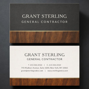 Tarjeta De Visita Contratista general moderno profesional de madera