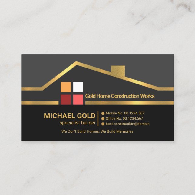 Tarjeta De Visita Contratista Handyman de la Casa de Oro Faux (Anverso)