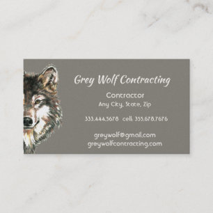 Tarjeta De Visita Contratista Lobo Gris Personalizado 