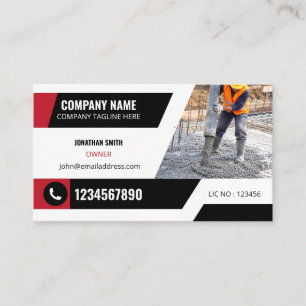 Tarjeta De Visita Contratista Profesional de Construcción de Hormigó