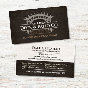 Tarjeta De Visita Contratista Profesional de Cubiertas y Patios