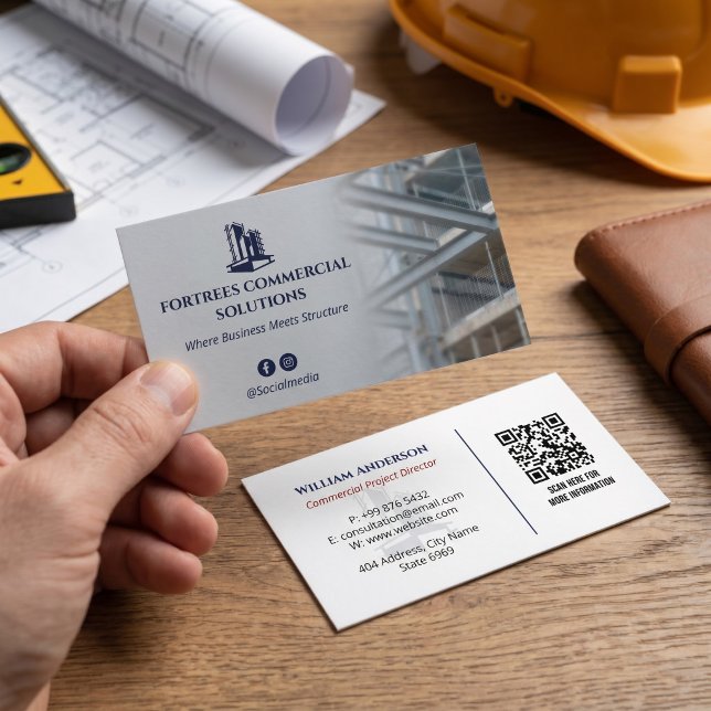 Tarjeta De Visita Contratistas de Edificios Comerciales | Gris Hierr (Subido por el creador)
