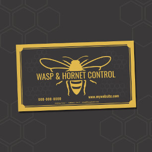 Tarjeta De Visita Control de Avispas y Avispones - Amarillo y Negro