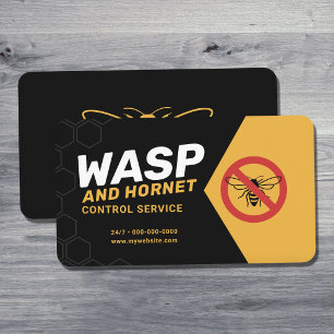 Tarjeta De Visita Control de Avispas y Avispones - Amarillo y Negro