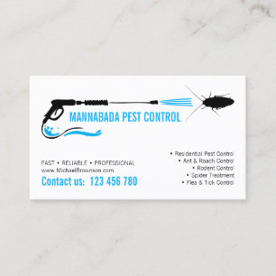 Tarjeta De Visita Control de plagas profesional azul exterminador