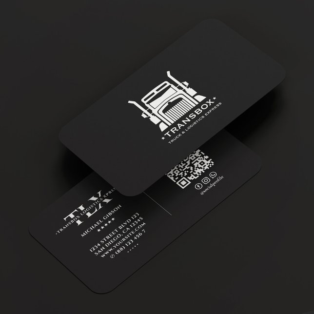 Tarjeta De Visita Controlador de camiones Logísticos Moderno Mover N (Modern Mover Logistics Truck Driver Black Minimal Business Card
)