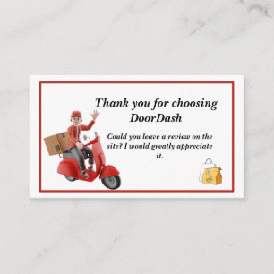 Tarjeta De Visita Controlador de entrega de Doordash Gracias