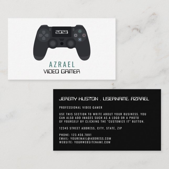 Tarjeta De Visita Controlador de juegos, videojugador (Anverso / Reverso)