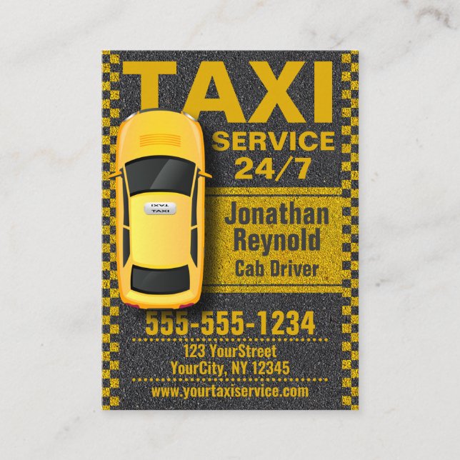 Tarjeta De Visita Controlador de taxi amarillo del servicio de taxi (Anverso)