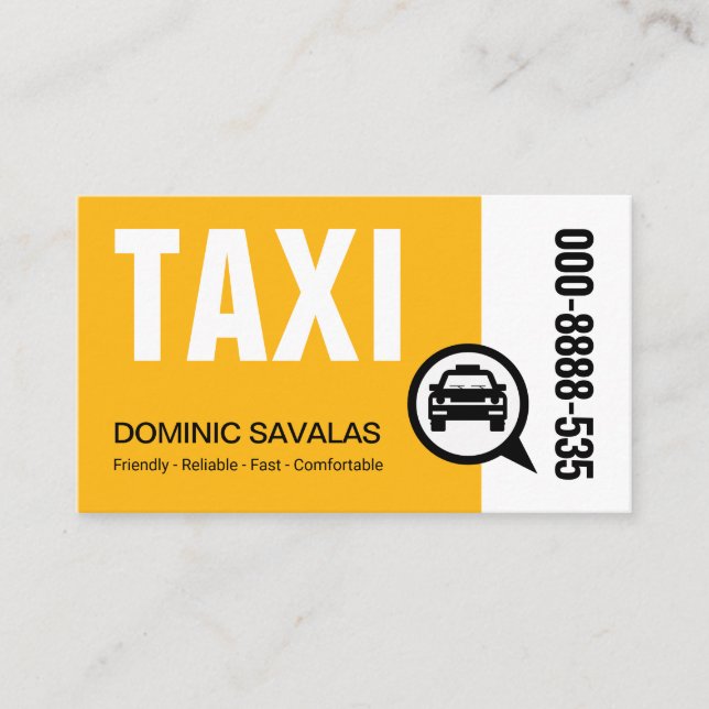 Tarjeta De Visita Controlador de TAXI amarillo elegante (Anverso)