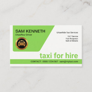 Tarjeta De Visita Controlador de taxi retro verde retro Minimalista