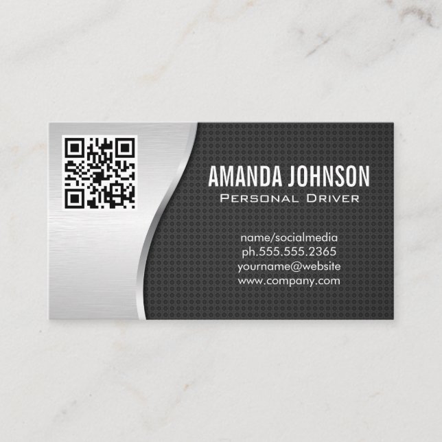 Tarjeta De Visita Controlador | Fondo metálico | Código QR (Anverso)