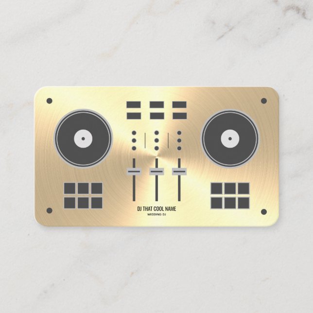 Tarjeta De Visita Controlador moderno Gold Faux DJ (Anverso)