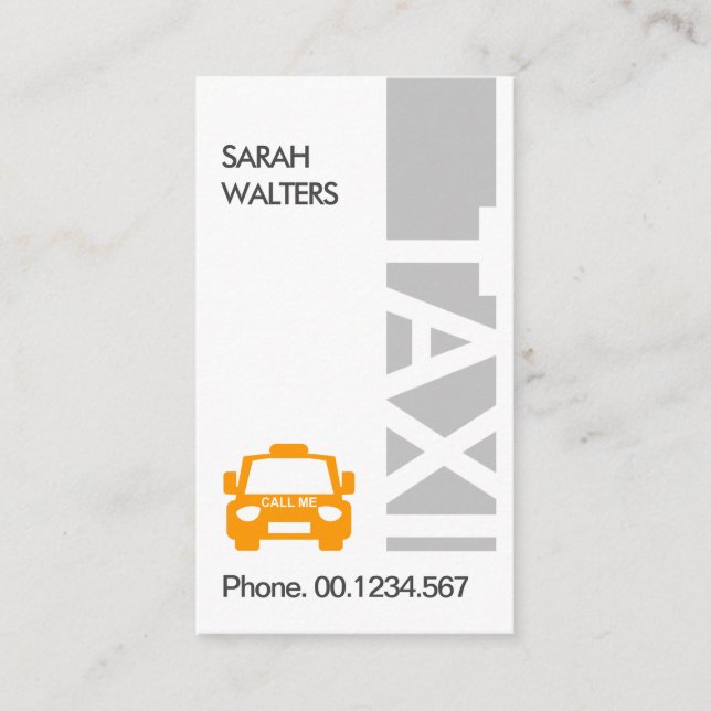 Tarjeta De Visita Controlador Taxi Cab De Señal Taxi Gris Vertical (Anverso)