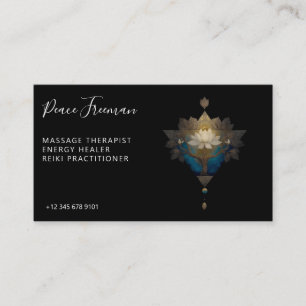 TARJETA DE VISITA CONVERGENCIA SAGRADA   SÍMBOLO DE LOTUS ALQUÍMICO
