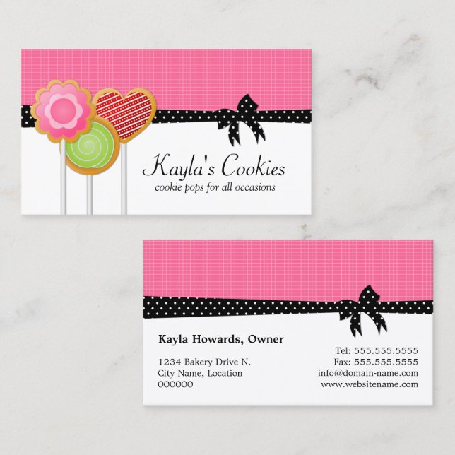 Tarjeta De Visita Cookie Pops Pink (Anverso / Reverso)