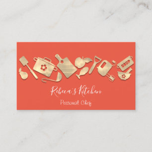 Tarjeta De Visita Cooking Chef Restaurant Catálogo Logo QR Code