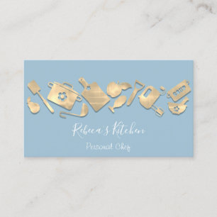 Tarjeta De Visita Cooking Chef Restaurant Catering GoldLogo QR Code