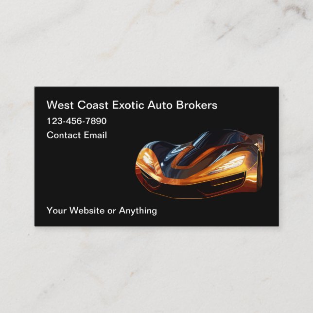 Tarjeta De Visita Cool Auto Broker Business Cards (Anverso)