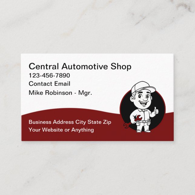 Tarjeta De Visita Cool Automotive Repair Shop Business Cards (Anverso)