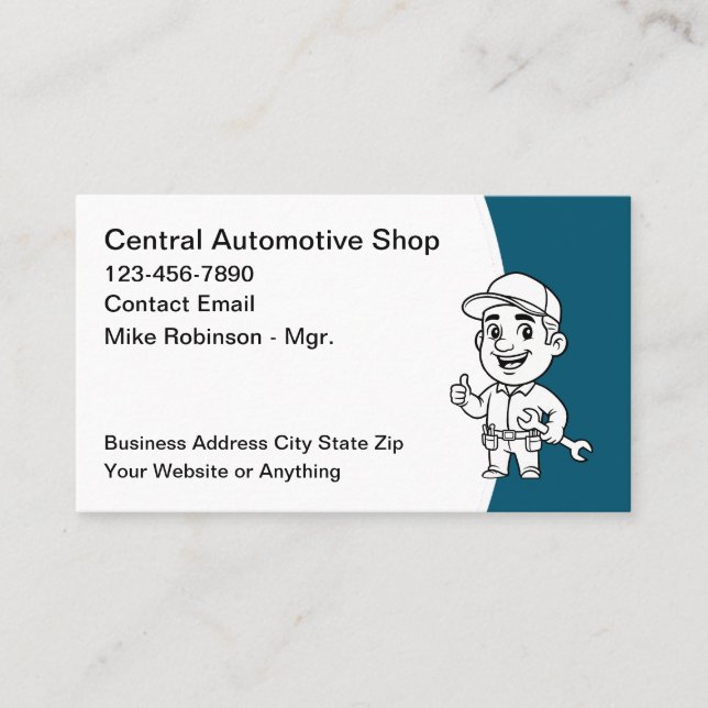 Tarjeta De Visita Cool Automotive Repair Shop Business Cards (Anverso)
