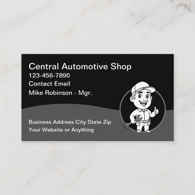 Tarjeta De Visita Cool Automotive Repair Shop Business Cards (Anverso)