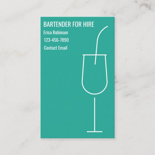 Tarjeta De Visita Cool Bartender For Hire Business Cards (Anverso)