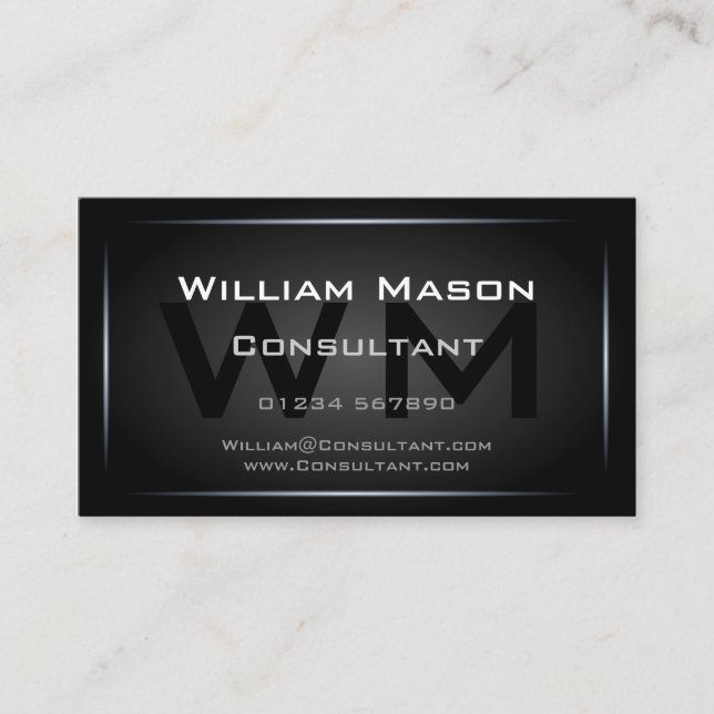 Tarjeta De Visita Cool Black Monogram Professional - Hi-Res (Anverso)