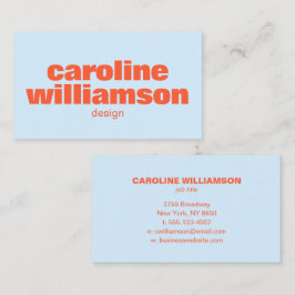 Tarjeta De Visita Cool Blue Orange Modern Aesthetic Bold Name