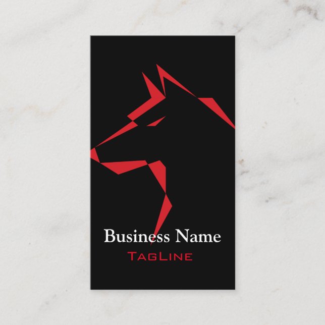 Tarjeta De Visita cool dog Red on Black Business Card (Anverso)