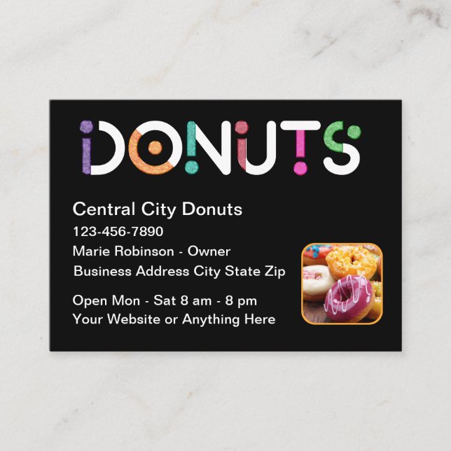 Tarjeta De Visita Cool Donut Theme Doughnut Shop (Anverso)