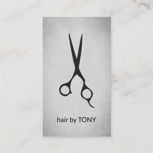 Tarjeta De Visita Cool Elegant Grey Black Scissors Hairstylist (Anverso)