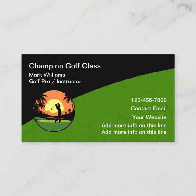 Tarjeta De Visita Cool Golf Instructor Class Business Cards (Anverso)