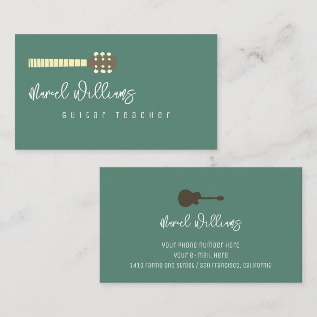 Tarjeta De Visita Cool Music Business Card for Guitarists (Anverso / Reverso)