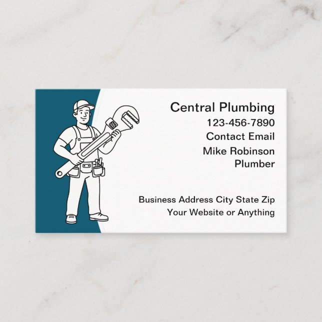 Tarjeta De Visita Cool Plumbing Service Plumber Business Cards (Anverso)