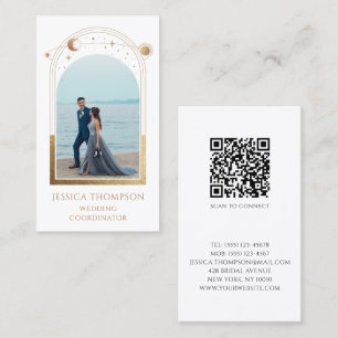 Tarjeta De Visita Coordinador boda Foto Celestial de oro blanco