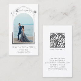 Tarjeta De Visita Coordinador boda Foto Celestial de plata blanca