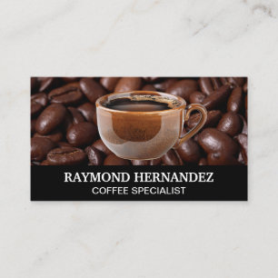 Tarjeta De Visita Copa Brown de café   Granos de café