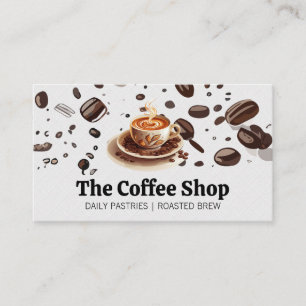 Tarjeta De Visita Copa de Café Fresco   Granos de café