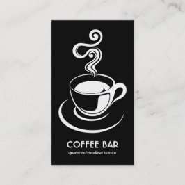 Tarjeta De Visita Copa de café vertical - blanco sobre negro