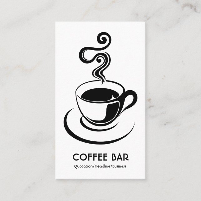Tarjeta De Visita Copa de café vertical - negro sobre blanco (Anverso)
