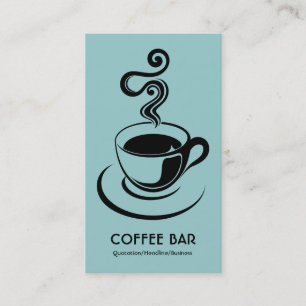 Tarjeta De Visita Copa de café vertical - negro sobre verde azul Lt