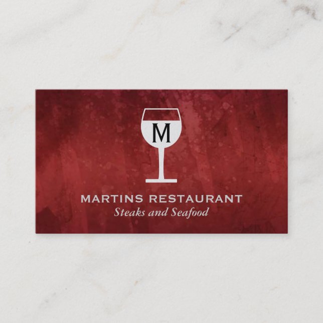 Tarjeta De Visita Copa de vino. | Artístico II (negro, rojo) (Anverso)