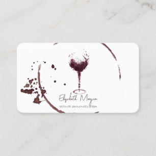 Tarjeta De Visita Copa de Vino con Mancha de Vino Elegante Profesion