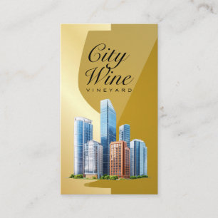 Tarjeta De Visita Copa de vino   Dorado   Edificios comerciales