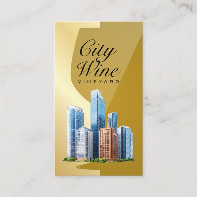 Tarjeta De Visita Copa de vino | Dorado | Edificios comerciales (Anverso)