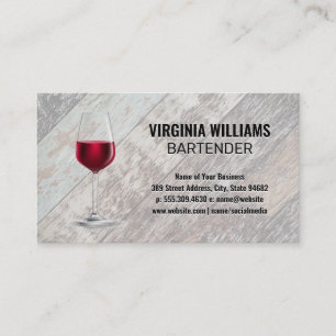 Tarjeta De Visita Copa de vino   Fondo de tablas de madera
