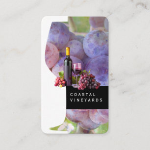 Tarjeta De Visita Copa de Vino y Botella   Uvas de Viñedo