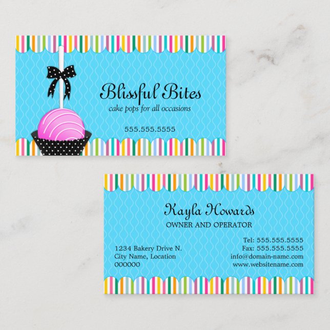 Tarjeta De Visita Copas de pasteles coloridas (Anverso / Reverso)
